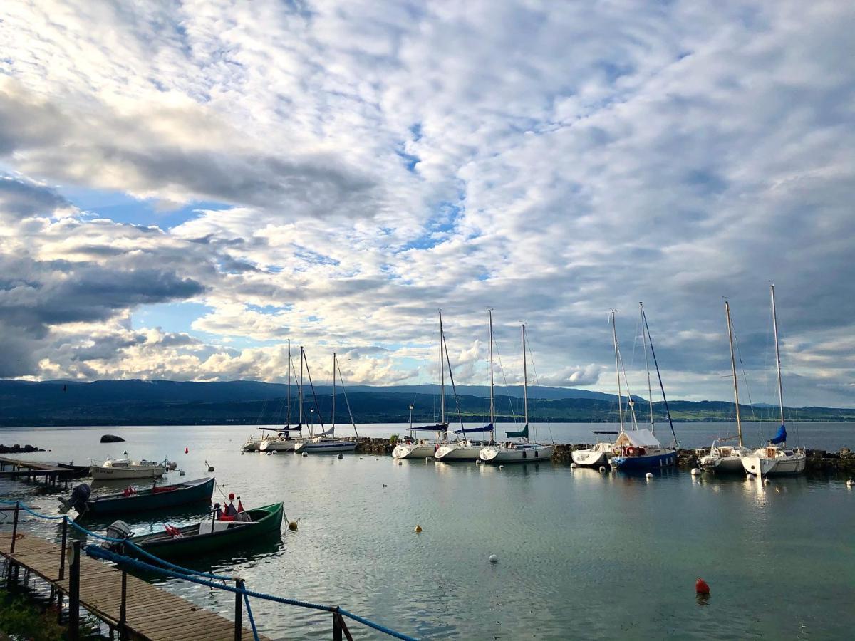 A Room With A View - Maisonnette Dans Bourg Medieval Au Bord Du Lac Leman Ивуар Экстерьер фото